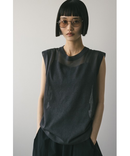 タンクトップ ノースリーブ ウォッシャブルリネンニットタンク レディース STYLEMIXER タンクトップ ノースリーブ ウォッシャブルリネン