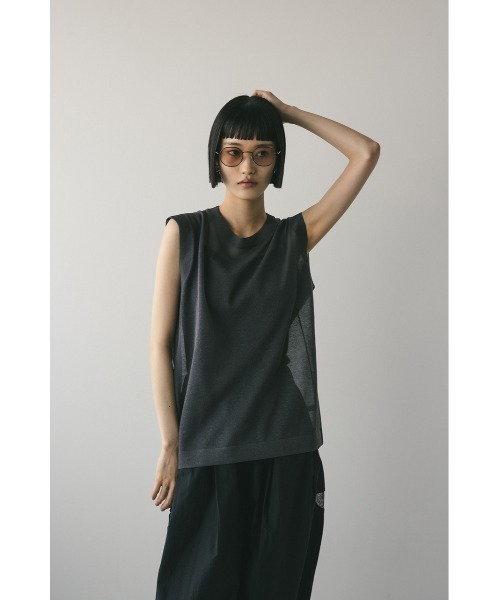 STYLEMIXER タンクトップ ノースリーブ ウォッシャブルリネン