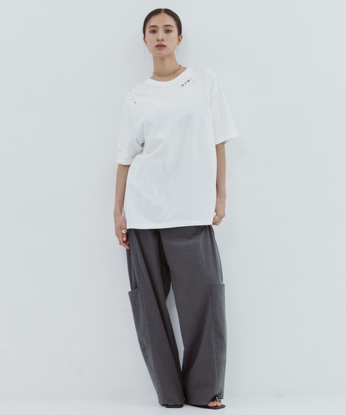 CLANE（クラネ） tシャツ 半袖 「CLANE/クラネ」CRUSH DESIGN OVER TEE