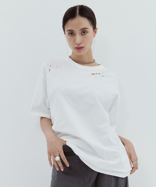 CLANE（クラネ） tシャツ 半袖 「CLANE/クラネ」CRUSH DESIGN OVER TEE