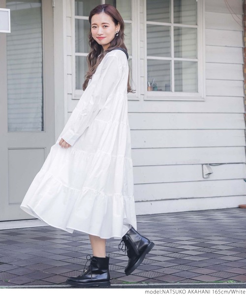 coca 「coca（coca）」 長袖ワンピース ONE SIZE ホワイト