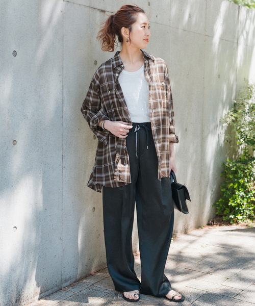 Spick & Span ネイビー リネン長袖シャツ Spick＆Span 「Spick & Span」 長袖シャツ - ネイビー