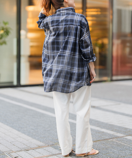 Spick & Span ネイビー リネン長袖シャツ Spick＆Span 「Spick & Span」 長袖シャツ - ネイビー