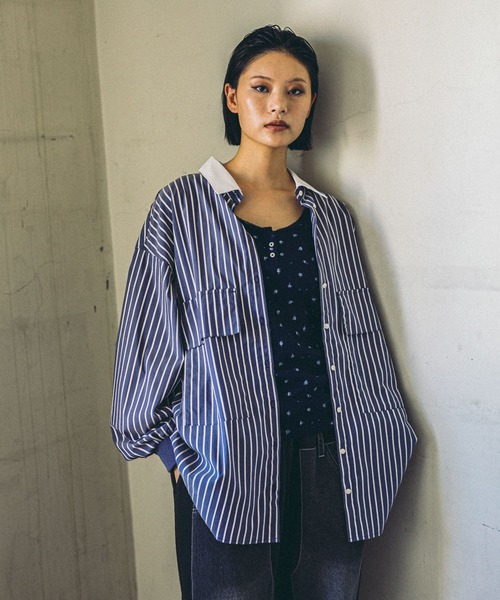 ブラウス シャツ 「MODE NORM CORE」2WAYカラービッグロングシャツ レディース niko and… ブラウス シャツ 「MODE NORM CORE」2WAYカラービッグ