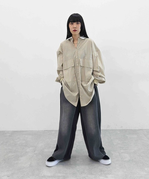 ブラウス シャツ 「MODE NORM CORE」2WAYカラービッグロングシャツ レディース niko and… ブラウス シャツ 「MODE NORM CORE」2WAYカラービッグ