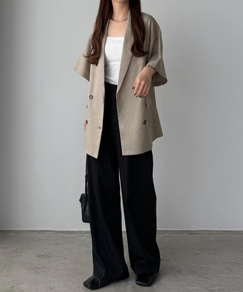 「callautia」 テーラードジャケット MEDIUM グレイッシュベージュ レディース_画像5