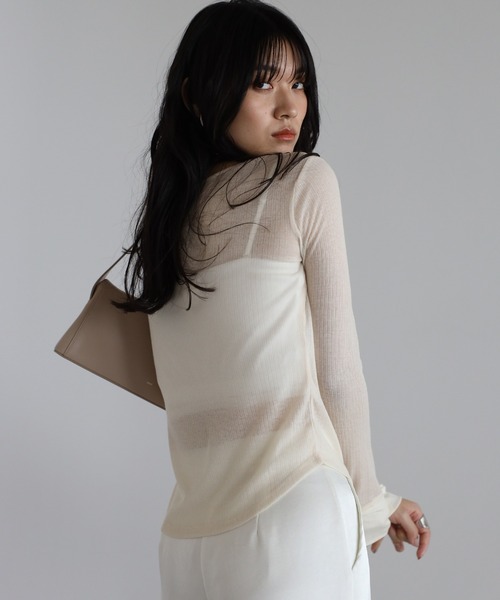 ENC tシャツ henry neck sheer pullover / ヘンリーネックシアー