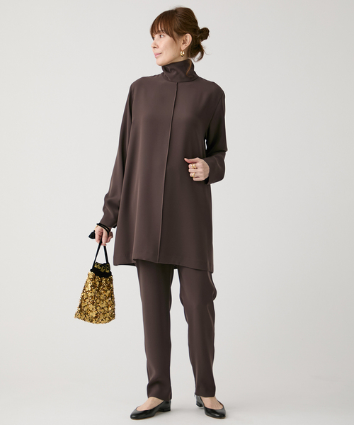 IENA パンツ　スリット　美品　完売　ブラウン IENA LA BOUCLE ナッパレザーストレートパンツ（その他パンツ