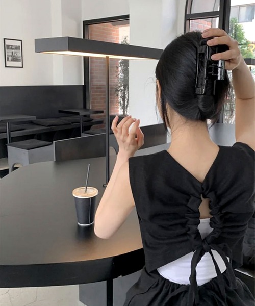 「BARELY BLUE」 ノースリーブワンピース FREE ブラック レディース_画像2