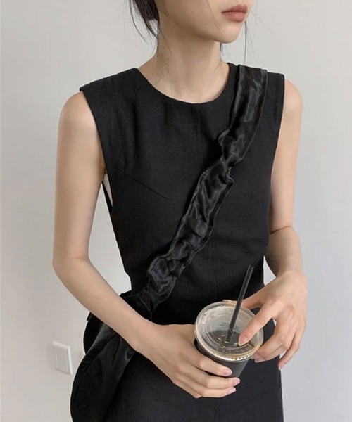 「BARELY BLUE」 ノースリーブワンピース FREE ブラック レディース_画像6