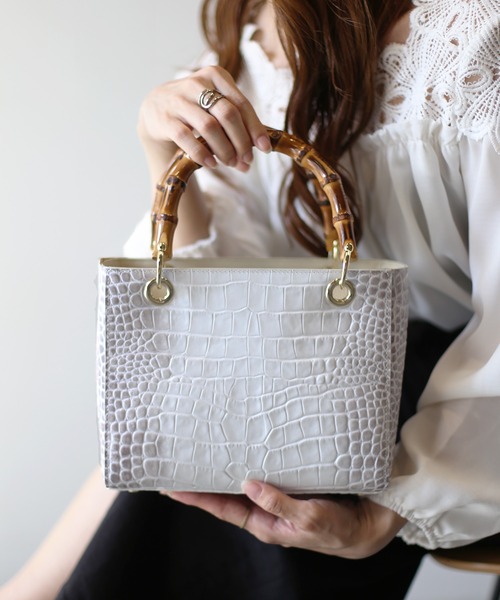 みーこさま専用♡バンブーハンドルバッグ♡ mieno（ミエノ） ハンドバッグ 「mieno」クロコダイル 型押し