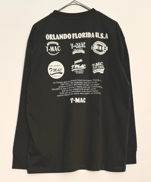 T-MAC OUTING tシャツ T-MAC フロッキープリント オーバーサイズ長袖T