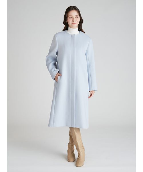 ランバンオンブルー♡ノーカラーフォックスファーコート♡38 ランバンオンブルー♡ノーカラーフォックスファーコート♡38