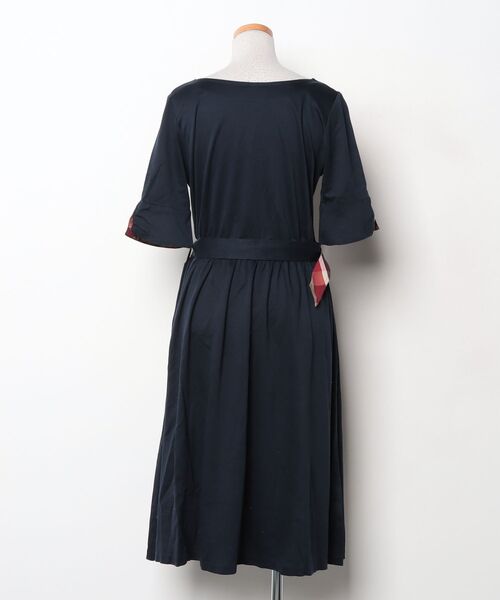 「BLUE LABEL CRESTBRIDGE」 半袖ワンピース 38 ネイビー レディースの画像