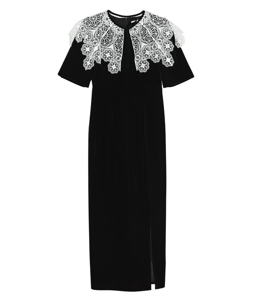 Leja（レジャ） ドレス 「LEJA」レースカラーベロアIラインワンピース