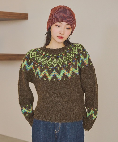 専用★ニコアンド★今季新作★ノルディックニット　人気完売カラー niko and…（ニコアンド） ニット セーター アンゴラMIXノルディック