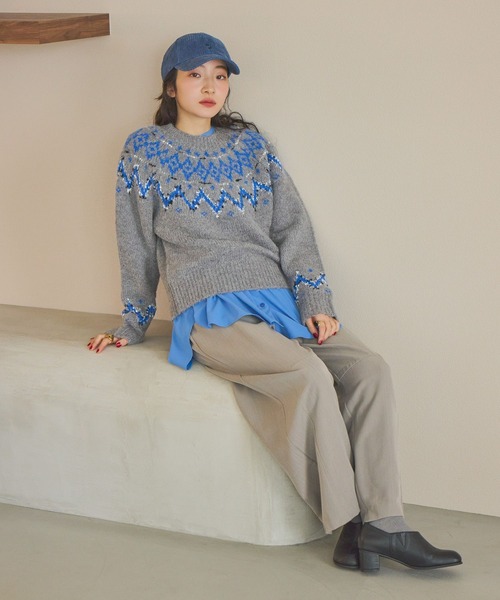 niko and…（ニコアンド） ニット セーター アンゴラMIXノルディック