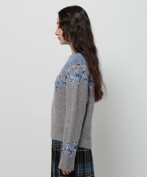 【未使用品】自由区 　ニット　ノルディック柄　モヘヤ　アンゴラ　羊毛　グレー niko and…（ニコアンド） ニット セーター アンゴラMIXノルディック