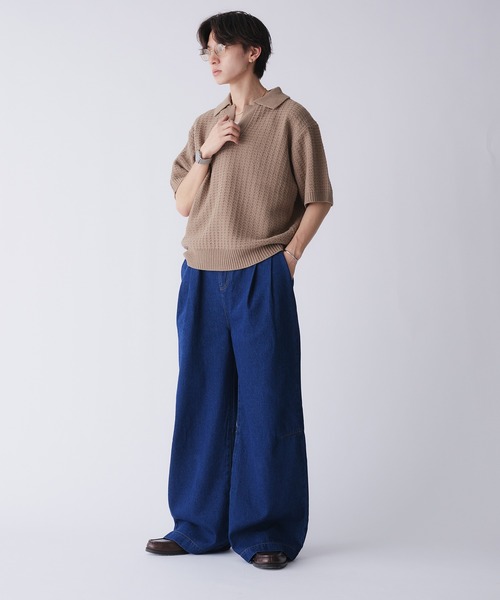 「Adoon plain」 半袖ポロシャツ MEDIUM ベージュ メンズ_画像4