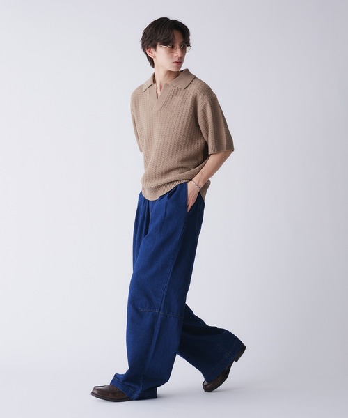 「Adoon plain」 半袖ポロシャツ MEDIUM ベージュ メンズ_画像6