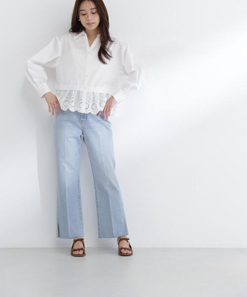ナチュラルビューティーベーシック　エンブロイダリーシリーズ ブラウス　ホワイト NATURAL BEAUTY BASIC（ナチュラルビューティーベーシック） ブラウス