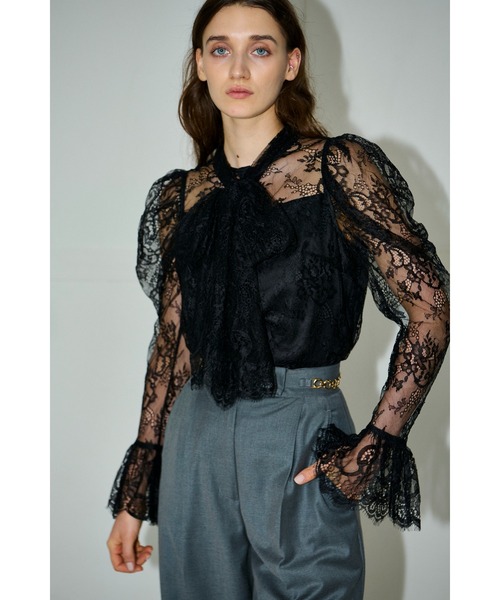 Estella.K ブラウス シャツ Cassia Lace Bow Blouce スカラップレース 