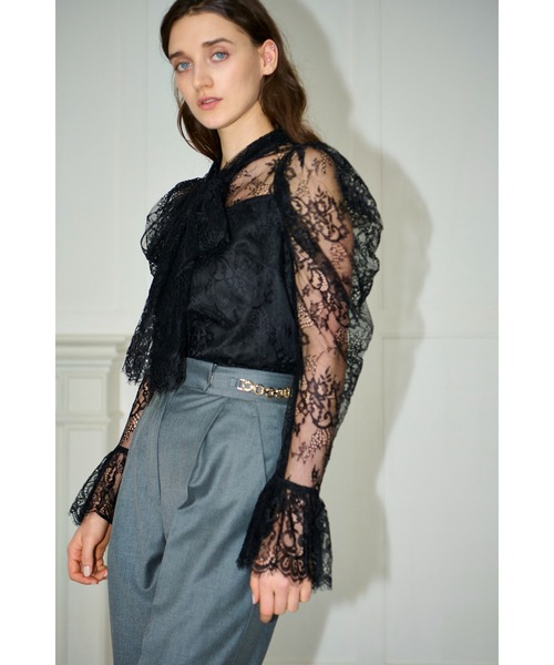 Estella.K ブラウス シャツ Cassia Lace Bow Blouce スカラップレース