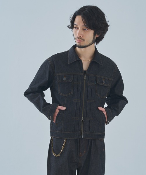 noen デニムジャケット ブラック Lサイズ Noen（ノエン） デニムジャケット gジャン ダブルジップデニム