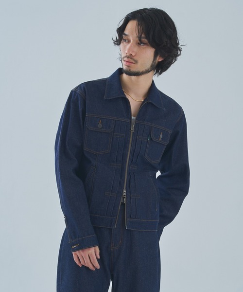 タグ付き LENO レノ 2nd デニムジャケット 濃い濃い 日本製 サイズ2 Noen（ノエン） デニムジャケット gジャン ダブルジップデニム