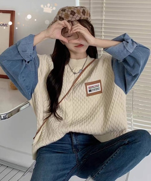 「pumpkin port」 長袖ニット FREE アイボリー レディース_画像3