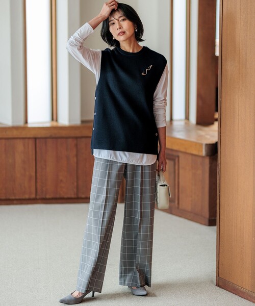 「23区」 ノースリーブニット 38 グレー レディース_画像3