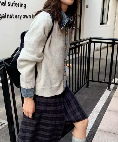 「SpRay」 ニットカーディガン FREE ネイビー レディース_画像4