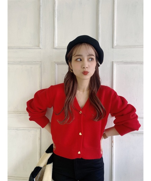 「JUMELLE」 ニットカーディガン FREE レッド レディース_画像5