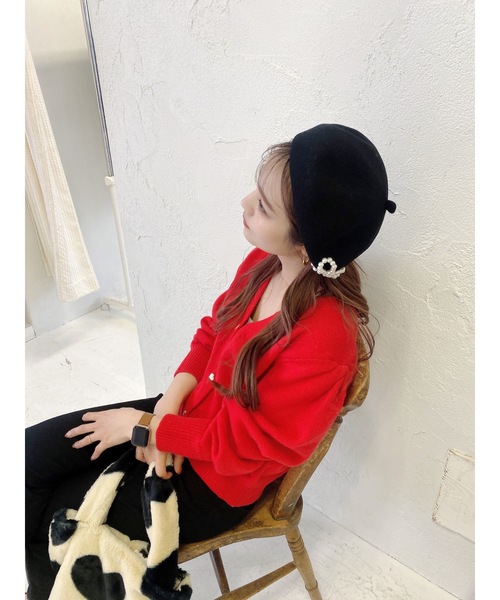 「JUMELLE」 ニットカーディガン FREE レッド レディース_画像9