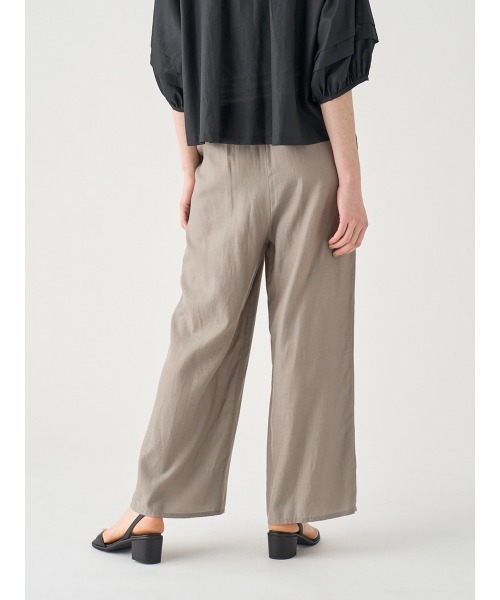 ワイドパンツ パンツ キュプラコットン ギャザーイージーワイドパンツ レディースの画像