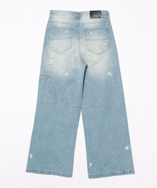 ジーンズ SCRIPT LOGO FADE RHINESTONE DENIM PANTS メンズ レディースの画像