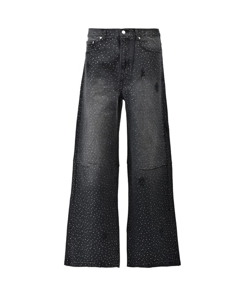 ジーンズ SCRIPT LOGO FADE RHINESTONE DENIM PANTS メンズ レディースの画像