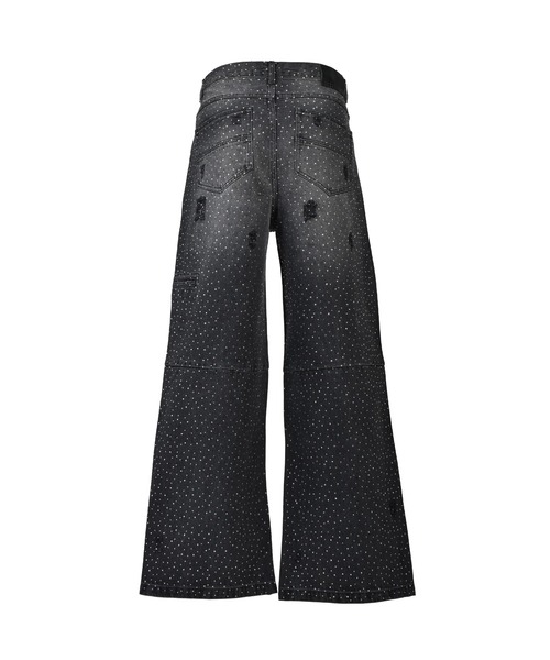 ジーンズ SCRIPT LOGO FADE RHINESTONE DENIM PANTS メンズ レディースの画像