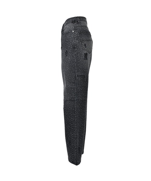 ジーンズ SCRIPT LOGO FADE RHINESTONE DENIM PANTS メンズ レディースの画像