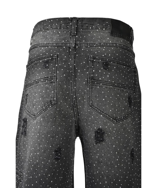 ジーンズ SCRIPT LOGO FADE RHINESTONE DENIM PANTS メンズ レディースの画像