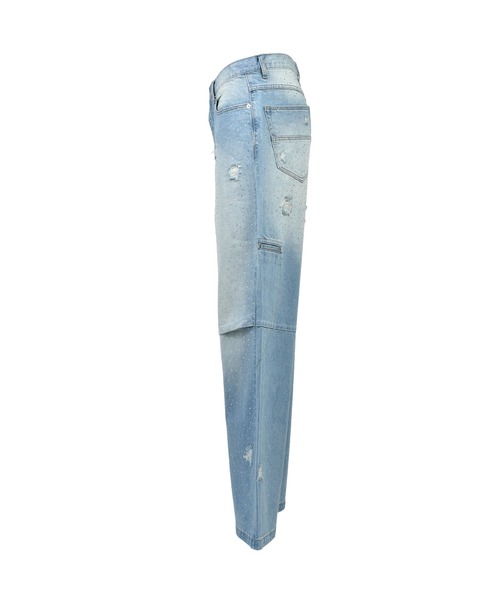ジーンズ SCRIPT LOGO FADE RHINESTONE DENIM PANTS メンズ レディースの画像