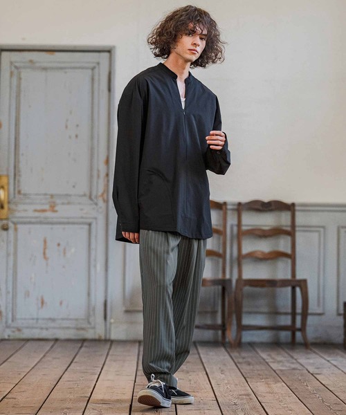 メゾンドドルチェ　tapered pants：テーパードパンツSサイズブラック CAMBIO（カンビオ） スラックス mp14667-Classic Pinstripe Tapered