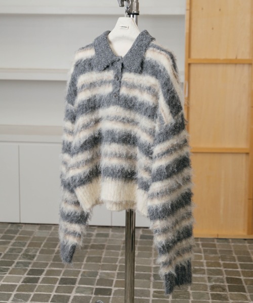CREDONA クレドナ MOHAIR BORDER KNIT モヘヤ CREDONA（クレドナ） ニット セーター MOHAIR BORDER KNIT/モヘヤ