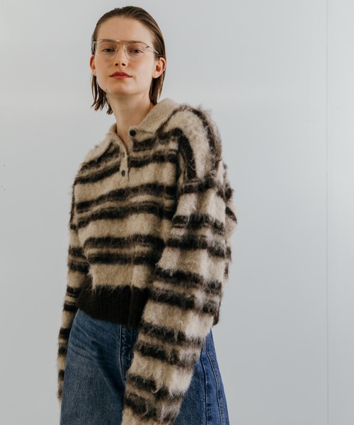 CREDONA クレドナ MOHAIR BORDER KNIT モヘヤ CREDONA（クレドナ） ニット セーター MOHAIR BORDER KNIT/モヘヤ
