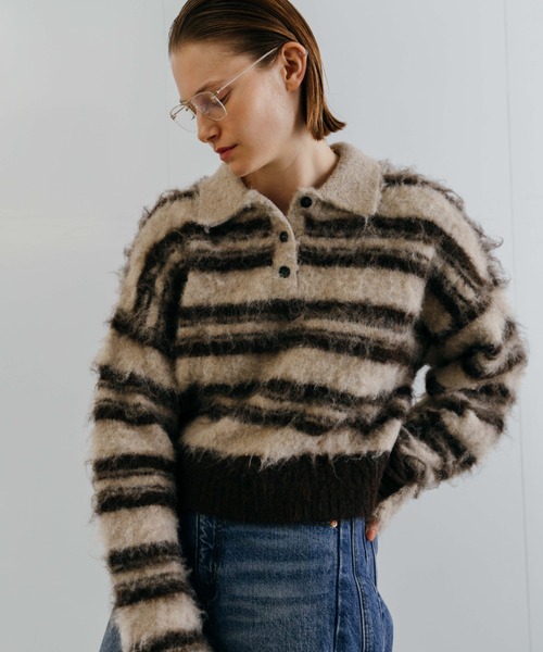 CREDONA クレドナ MOHAIR BORDER KNIT モヘヤ CREDONA（クレドナ） ニット セーター MOHAIR BORDER KNIT/モヘヤ