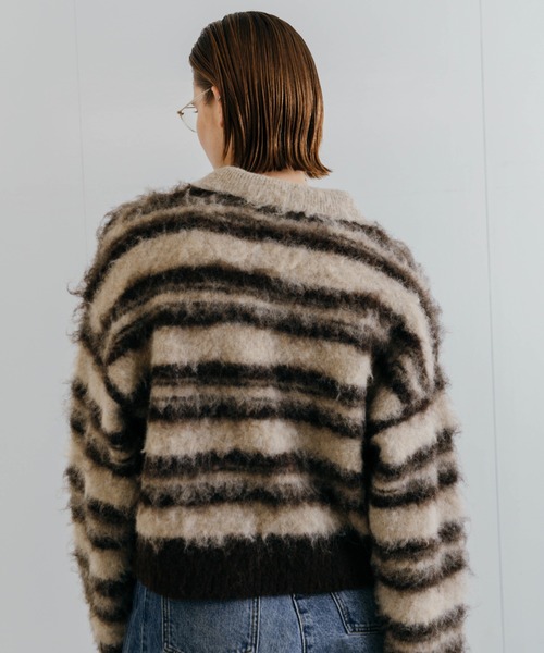 CREDONA クレドナ MOHAIR BORDER KNIT モヘヤ ニットレディース ニットセーター モヘアニット ボーダー CREDONA