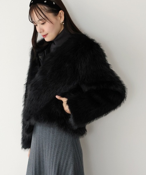 「BLUEEAST」 ノーカラージャケット「konhanfanコラボ」 MEDIUM ベージュ レディース_画像4