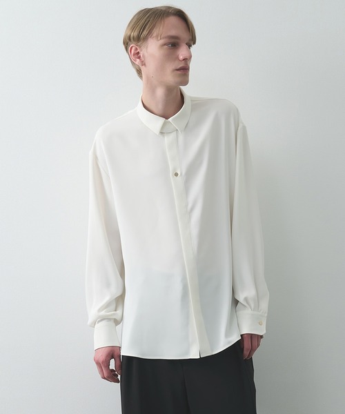 CULLNI ダブルクロス チンタブ ロングスリーブシャツ　サイズ１(S)グレー CULLNI（クルニ） シャツ Double Cloth Chin Tab Long Sleeve Shirt