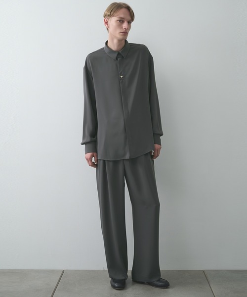 CULLNI（クルニ） シャツ Double Cloth Chin Tab Long Sleeve Shirt