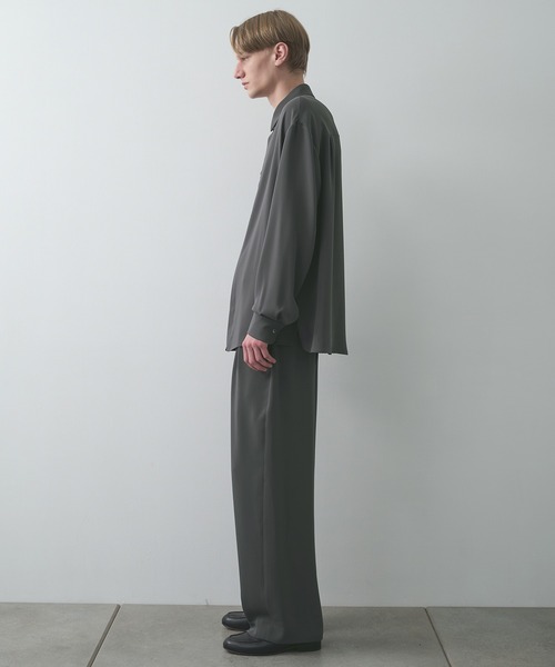 CULLNI ダブルクロス チンタブ ロングスリーブシャツ　サイズ１(S)グレー CULLNI（クルニ） シャツ Double Cloth Chin Tab Long Sleeve Shirt